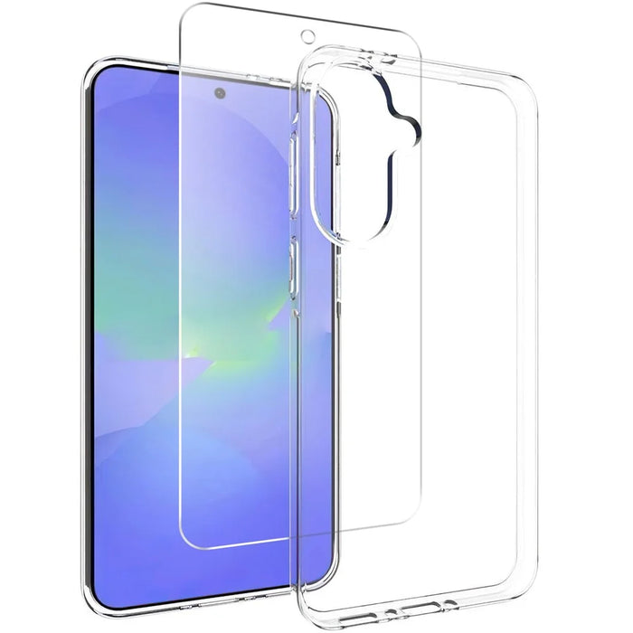 For Samsung Galaxy A37 5G Clear TPU Anti-Scratch Phone Case + 2.5D Arc Edge Screen Protector - 1