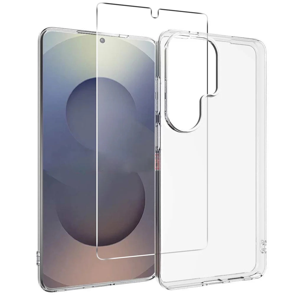 For Samsung Galaxy S26 Ultra Clear TPU Anti-Scratch Phone Case + 2.5D Arc Edge Screen Protector - 1