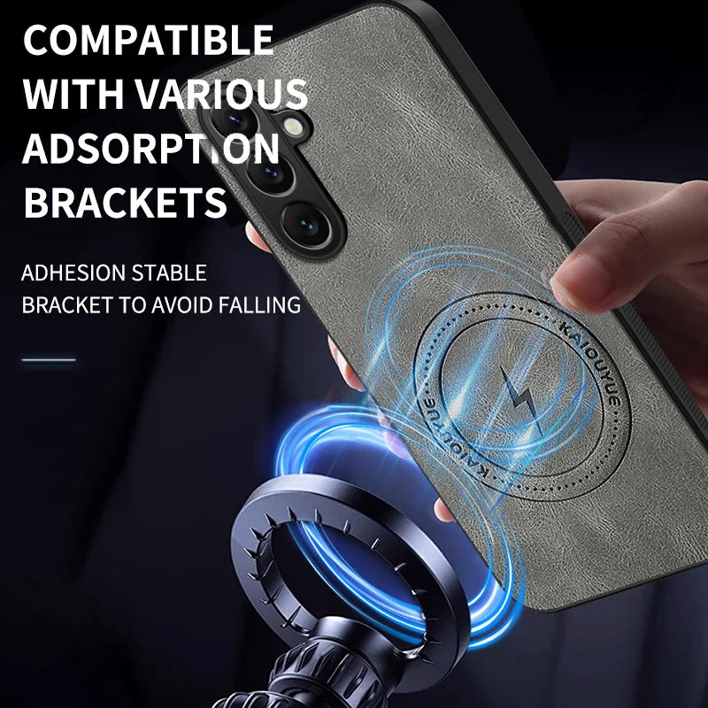 WANLONFENG For Samsung Galaxy S26 Magnetic Case  SD Series PC TPU Phone Cover with 2Pcs Screen Film - Grey - 6