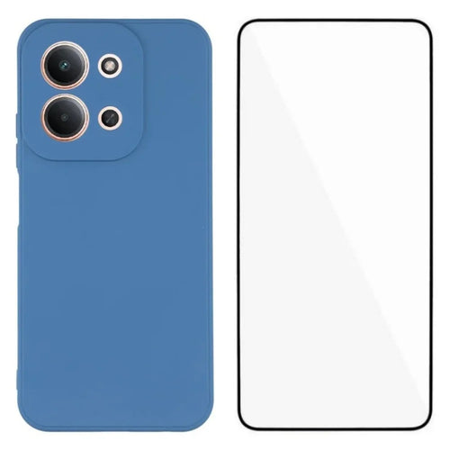 WANLONFENG For Xiaomi Redmi 15C 4G (Global) (171mm) Case  ZB Series Precise Cutouts Straight Edge TPU Phone Cover with Tempered Glass Film - Sapphire - 1