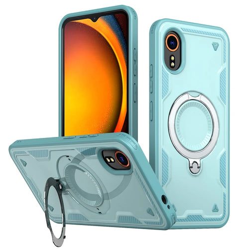 For Samsung Galaxy Xcover7 Magnetic Case Military Protection PC + TPU Kickstand Phone Cover - Baby Blue - 1