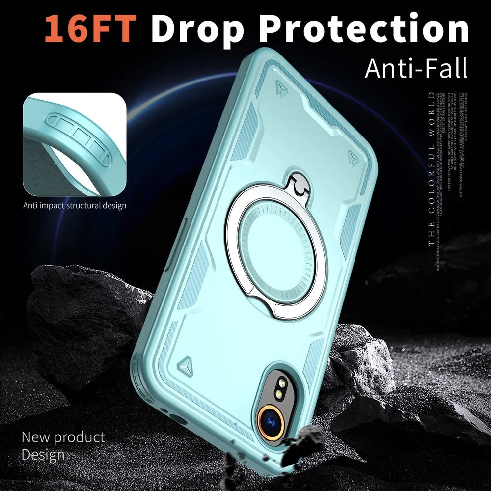 For Samsung Galaxy Xcover7 Magnetic Case Military Protection PC + TPU Kickstand Phone Cover - Baby Blue - 4
