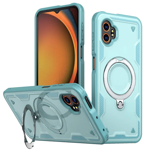 For Samsung Galaxy XCover7 Pro Magnetic Case Military Protection PC + TPU Kickstand Phone Cover - Baby Blue - 1