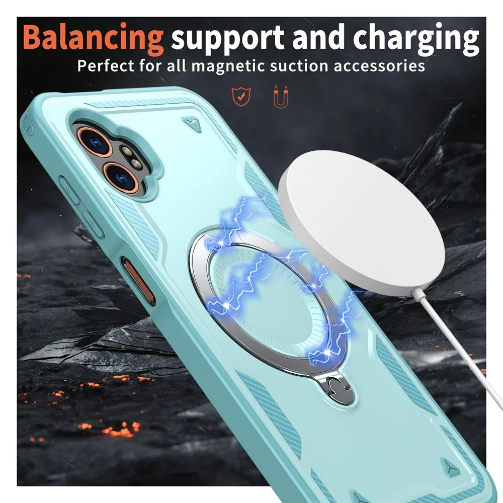 For Samsung Galaxy XCover7 Pro Magnetic Case Military Protection PC + TPU Kickstand Phone Cover - Baby Blue - 3