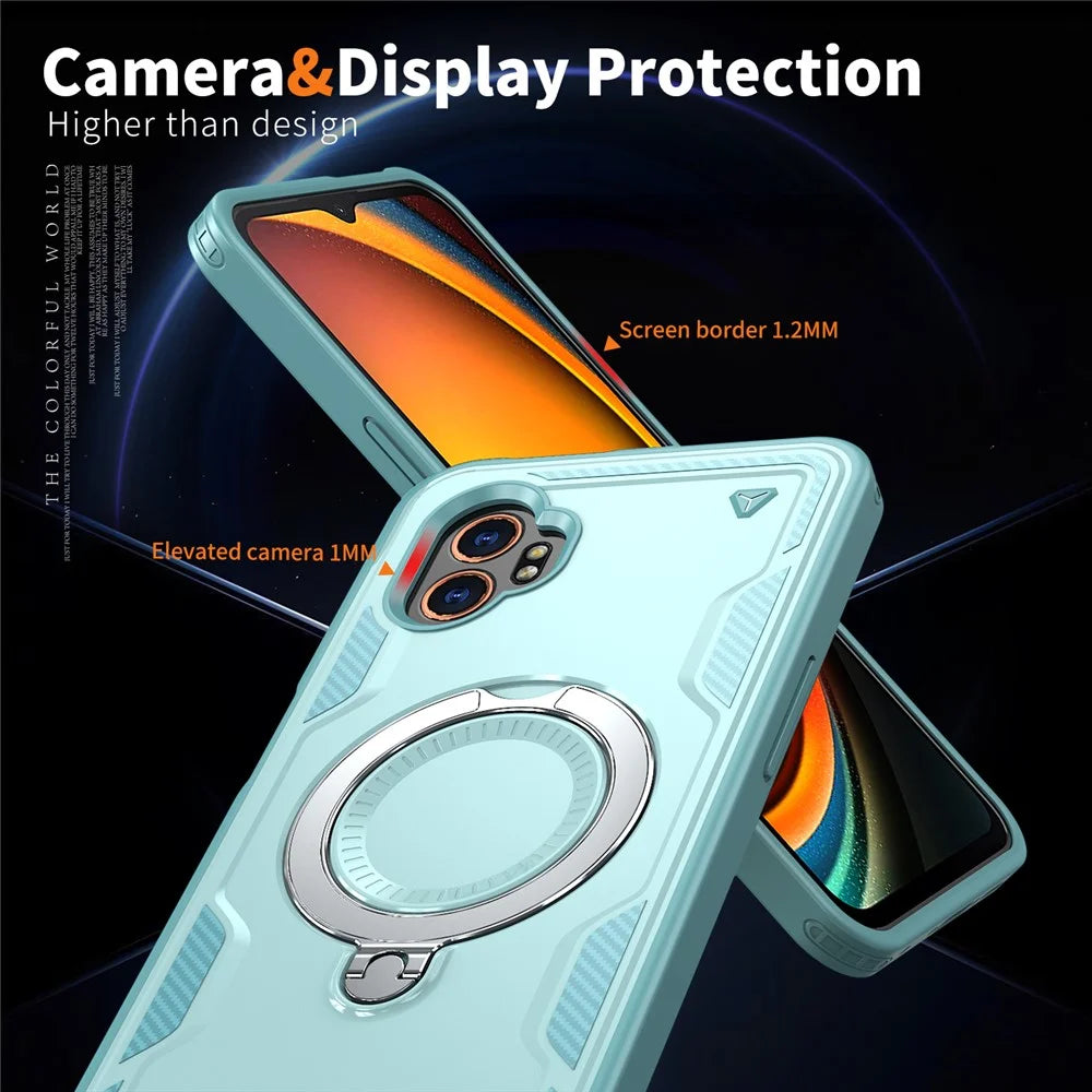 For Samsung Galaxy XCover7 Pro Magnetic Case Military Protection PC + TPU Kickstand Phone Cover - Baby Blue - 5