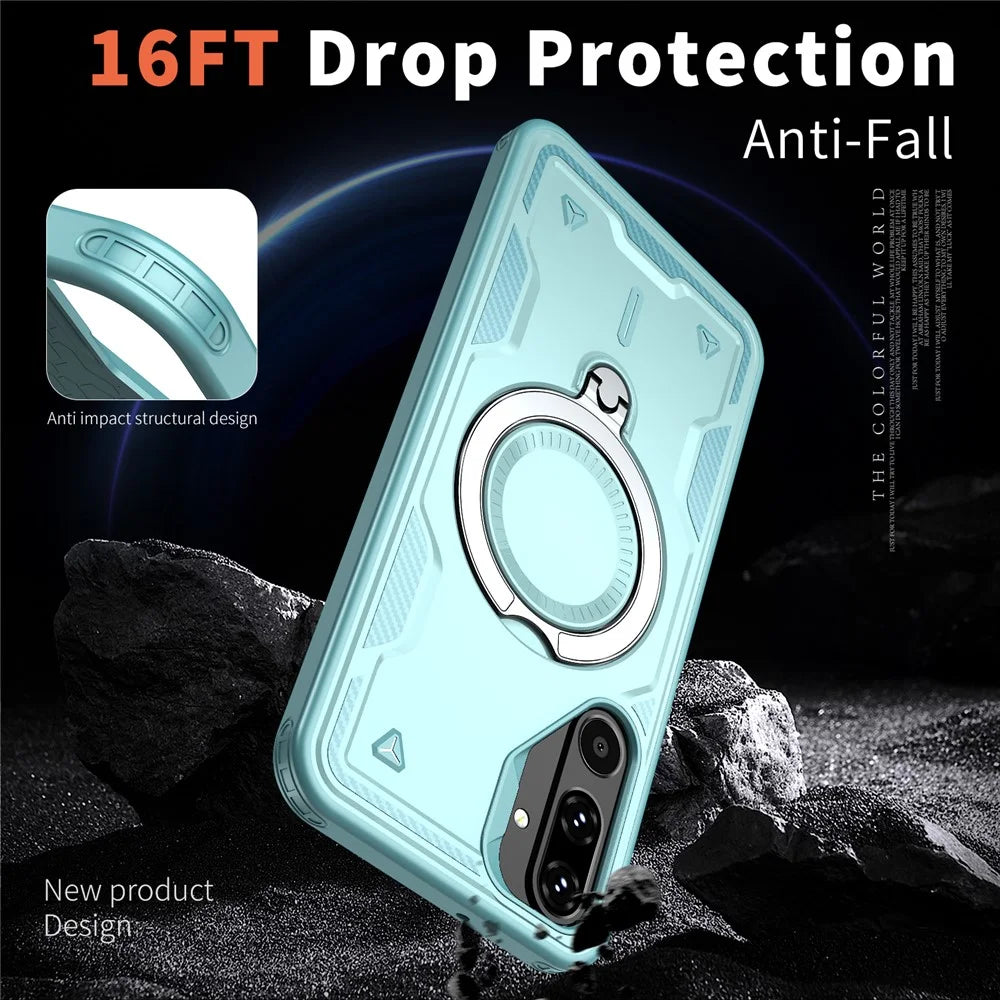 For Samsung Galaxy M16 5G / F16 5G Magnetic Case Military Protection PC + TPU Kickstand Phone Cover - Baby Blue - 4