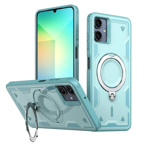 For Samsung Galaxy A06 5G Magnetic Case Military Protection PC + TPU Kickstand Phone Cover - Baby Blue - 1