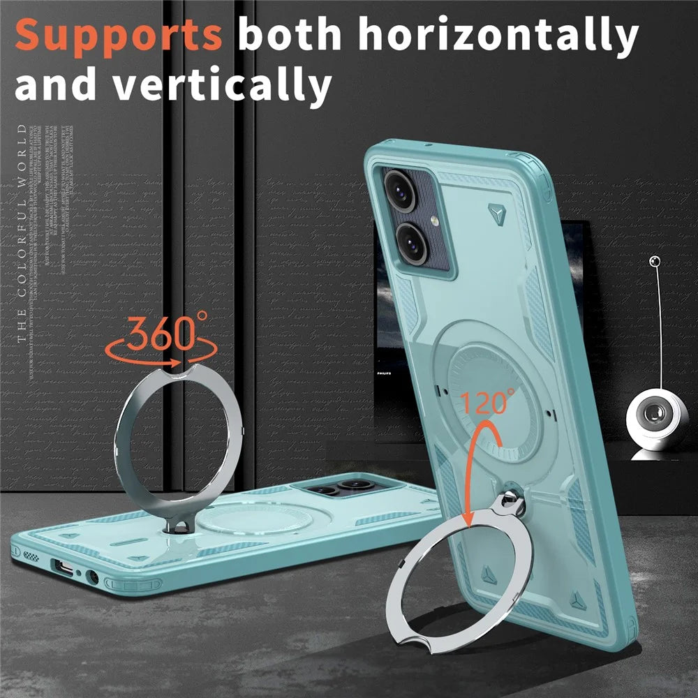 For Samsung Galaxy A06 5G Magnetic Case Military Protection PC + TPU Kickstand Phone Cover - Baby Blue - 2