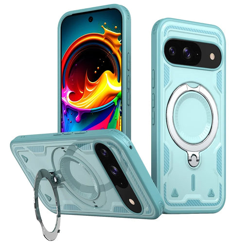 For Google Pixel 10 / 10 Pro Magnetic Case Military Protection PC + TPU Kickstand Phone Cover - Baby Blue - 1