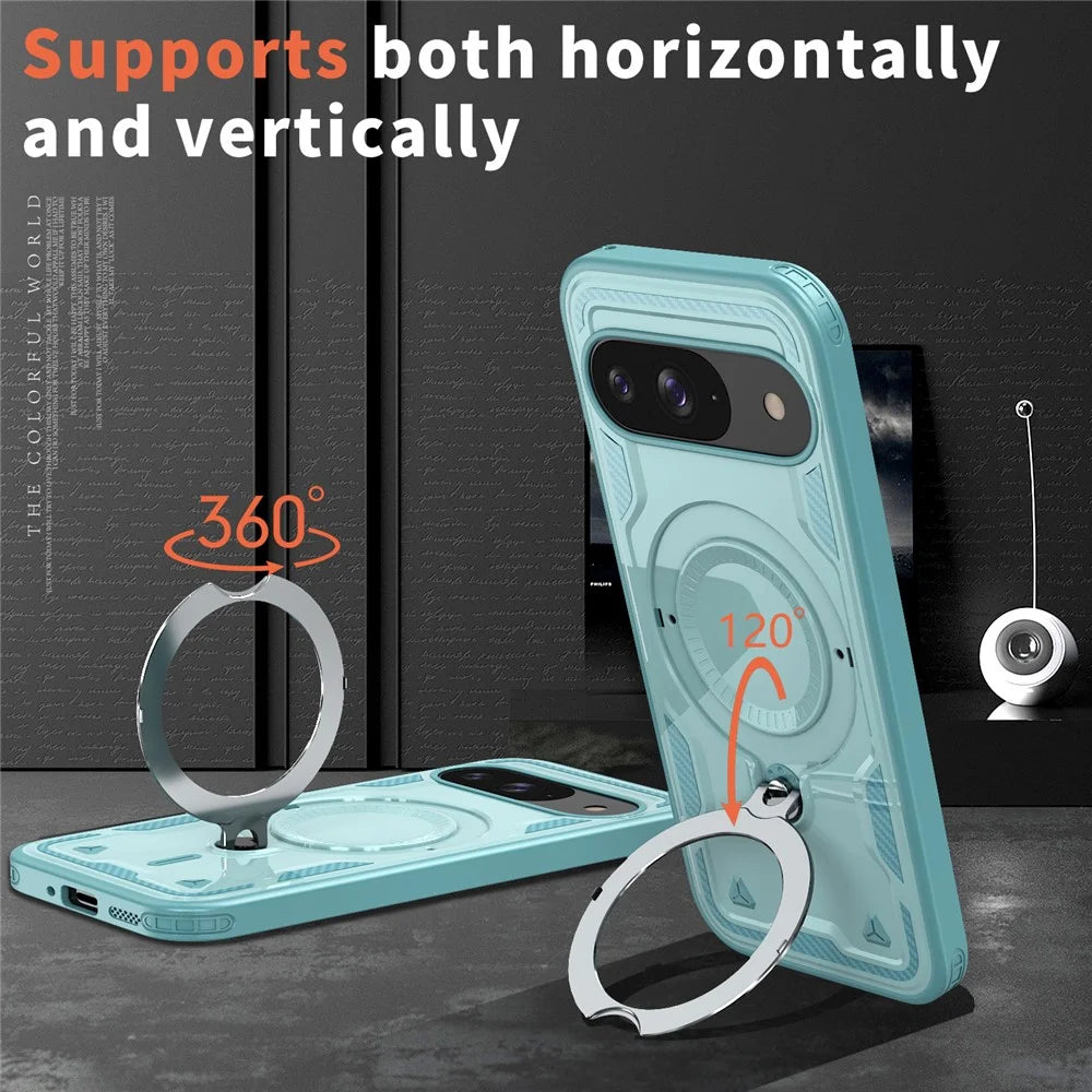 For Google Pixel 10 / 10 Pro Magnetic Case Military Protection PC + TPU Kickstand Phone Cover - Baby Blue - 2