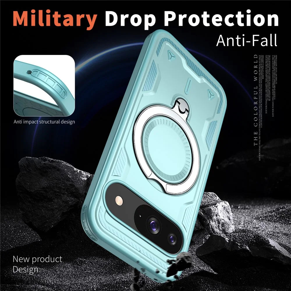 For Google Pixel 10 / 10 Pro Magnetic Case Military Protection PC + TPU Kickstand Phone Cover - Baby Blue - 4