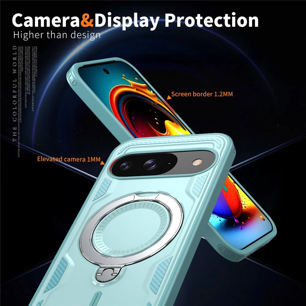 For Google Pixel 10 / 10 Pro Magnetic Case Military Protection PC + TPU Kickstand Phone Cover - Baby Blue - 5