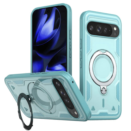 For Google Pixel 10 Pro XL Magnetic Case Military Protection PC + TPU Kickstand Phone Cover - Baby Blue - 1