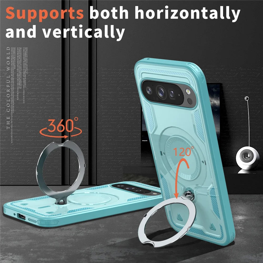 For Google Pixel 10 Pro XL Magnetic Case Military Protection PC + TPU Kickstand Phone Cover - Baby Blue - 2