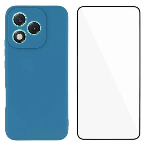 WANLONFENG For Honor 400 Lite 5G Case  ZB Series Precise Cutouts Straight Edge TPU Phone Cover with Tempered Glass Film - Sapphire - 1