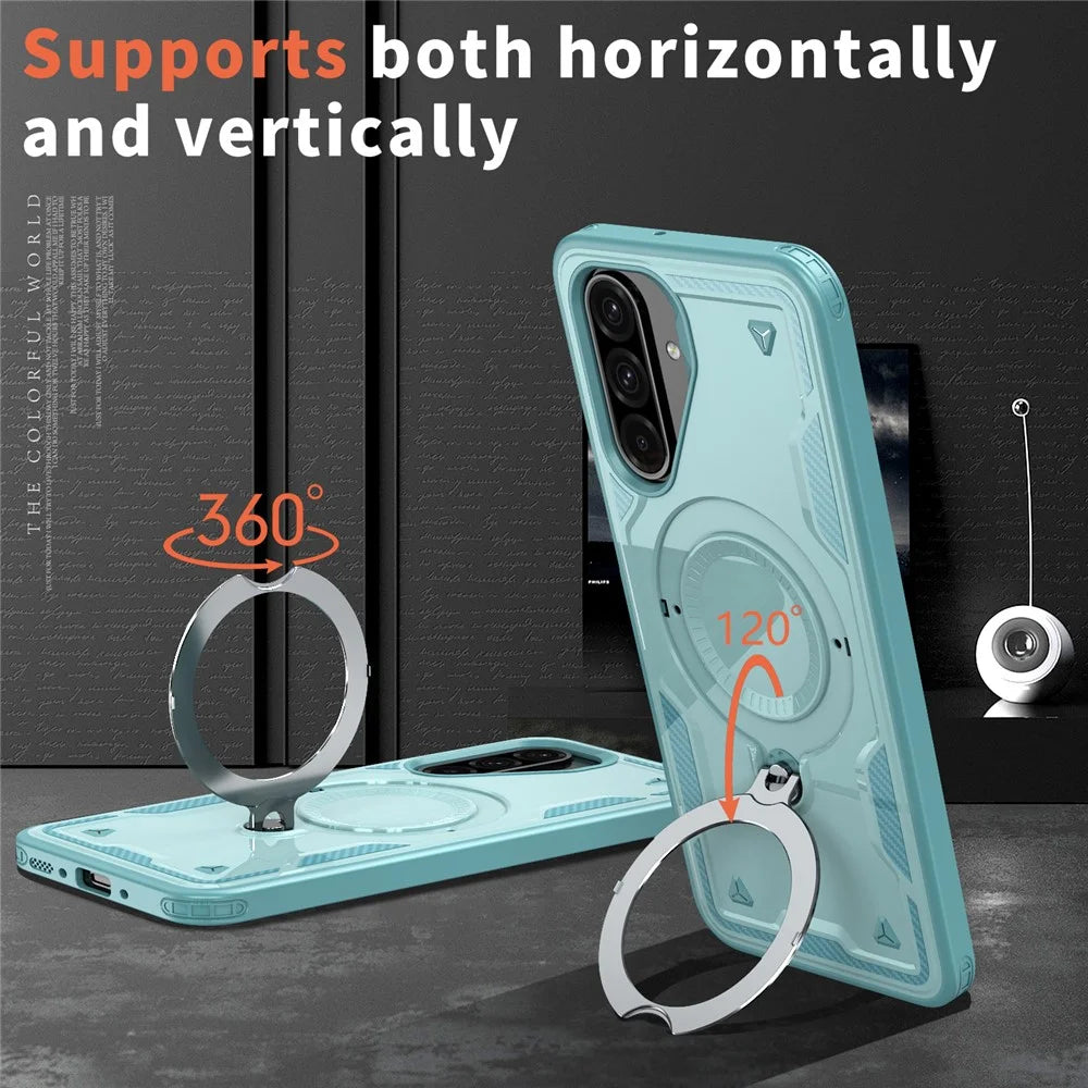 For Samsung Galaxy A18 5G / A18 4G / A17 5G / A17 4G Magnetic Case Military Protection PC + TPU Kickstand Phone Cover - Baby Blue - 2