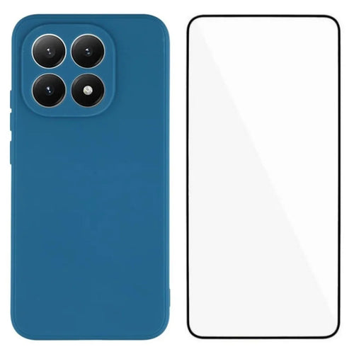 WANLONFENG For Xiaomi 15T Case  ZB Series Precise Cutouts Straight Edge TPU Phone Cover with Tempered Glass Film - Sapphire - 1
