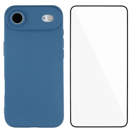 WANLONFENG For iPhone Air Case  ZB Series Precise Cutouts Straight Edge TPU Phone Cover with Tempered Glass Film - Sapphire - 1