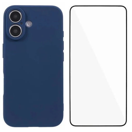WANLONFENG For iPhone 17 Case  ZB Series Precise Cutouts Straight Edge TPU Phone Cover with Tempered Glass Film - Sapphire - 1
