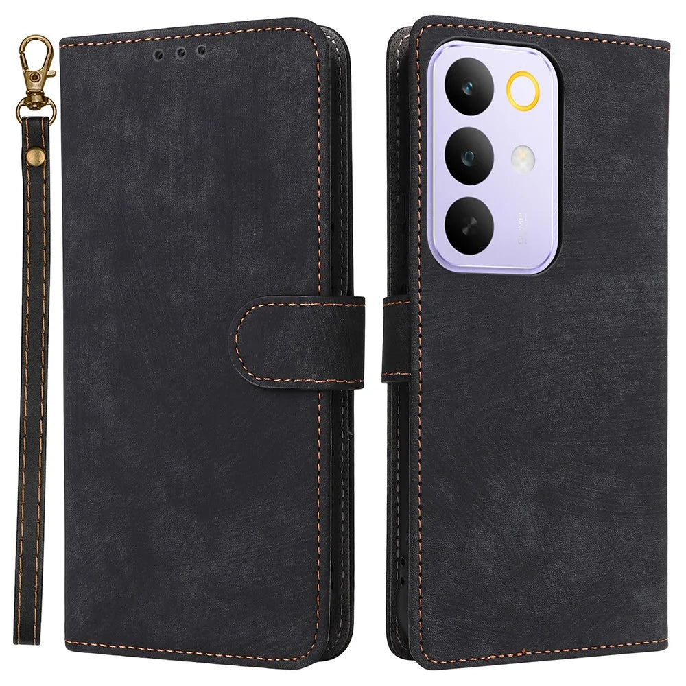 Wallet Case For Realme C100 5G / C83 5G / C85 4G / C85 5G / 15x (India) 5G RFID Blocking PU Leather Phone Cover Stand with Strap - Black - 1