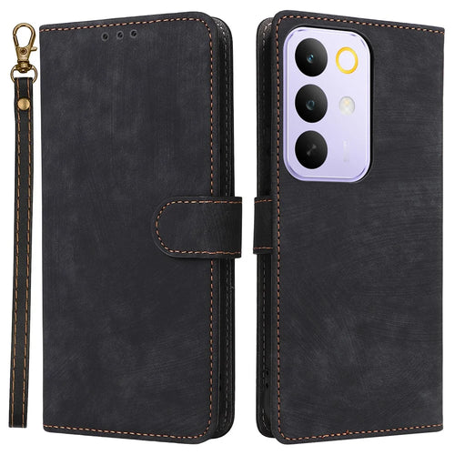 Wallet Case For Realme C100 5G / C83 5G / C85 4G / C85 5G / 15x (India) 5G RFID Blocking PU Leather Phone Cover Stand with Strap - Black - 1
