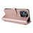 For Blackview Wave 9C Leather Case Stand Wallet Phone Cover with Shoulder / Wrist Strap - Pink - 6