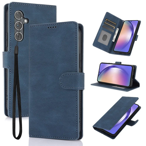 For Samsung Galaxy A37 5G / A56 5G / A36 5G Case PU Leather Phone Cover with Wallet Stand - Blue - 1