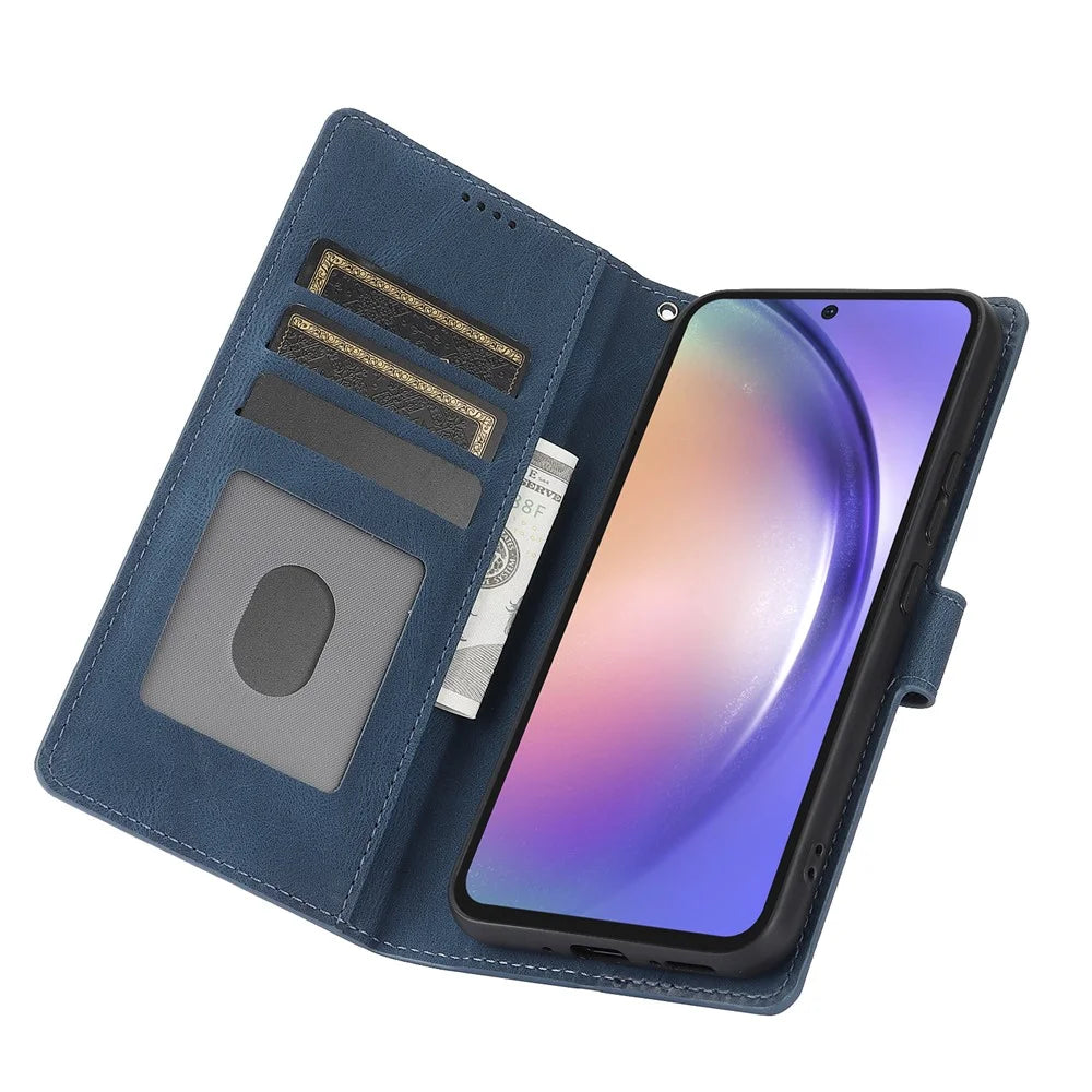 For Samsung Galaxy A37 5G / A56 5G / A36 5G Case PU Leather Phone Cover with Wallet Stand - Blue - 2