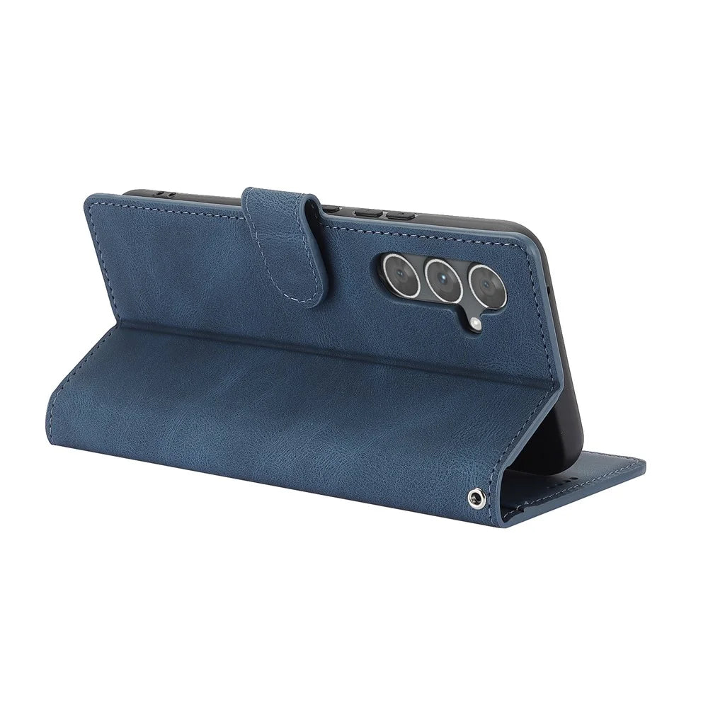 For Samsung Galaxy A37 5G / A56 5G / A36 5G Case PU Leather Phone Cover with Wallet Stand - Blue - 3