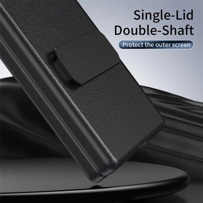 For Samsung Galaxy Z Fold4 5G Case Foldable Kickstand Leather Anti-Drop Phone Protective Cover - Black - 7