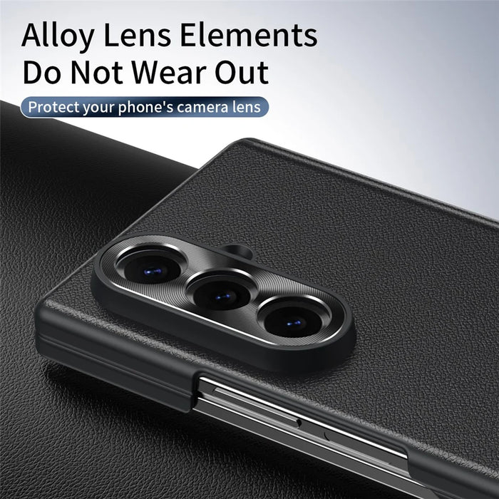 For Samsung Galaxy Z Fold7 5G Case Foldable Kickstand Leather Anti-Drop Phone Protective Cover - Black - 3