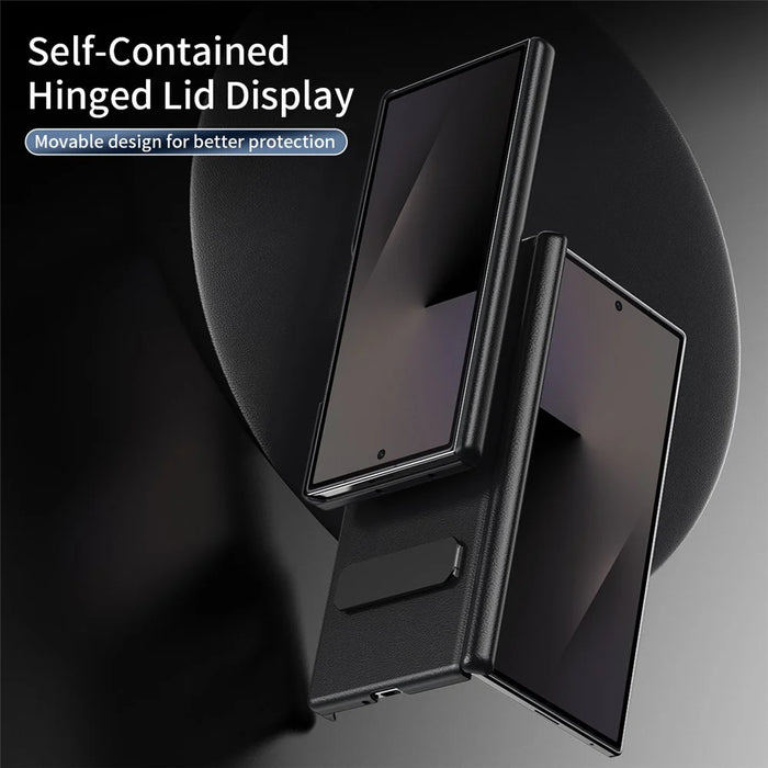 For Samsung Galaxy Z Fold7 5G Case Foldable Kickstand Leather Anti-Drop Phone Protective Cover - Black - 4