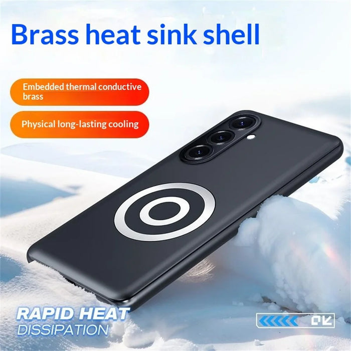 For Samsung Galaxy S25+ Case Graphene + Brass Heat Dissipation Silicone PC Phone Cover Support Magnetic Car Mount - 2