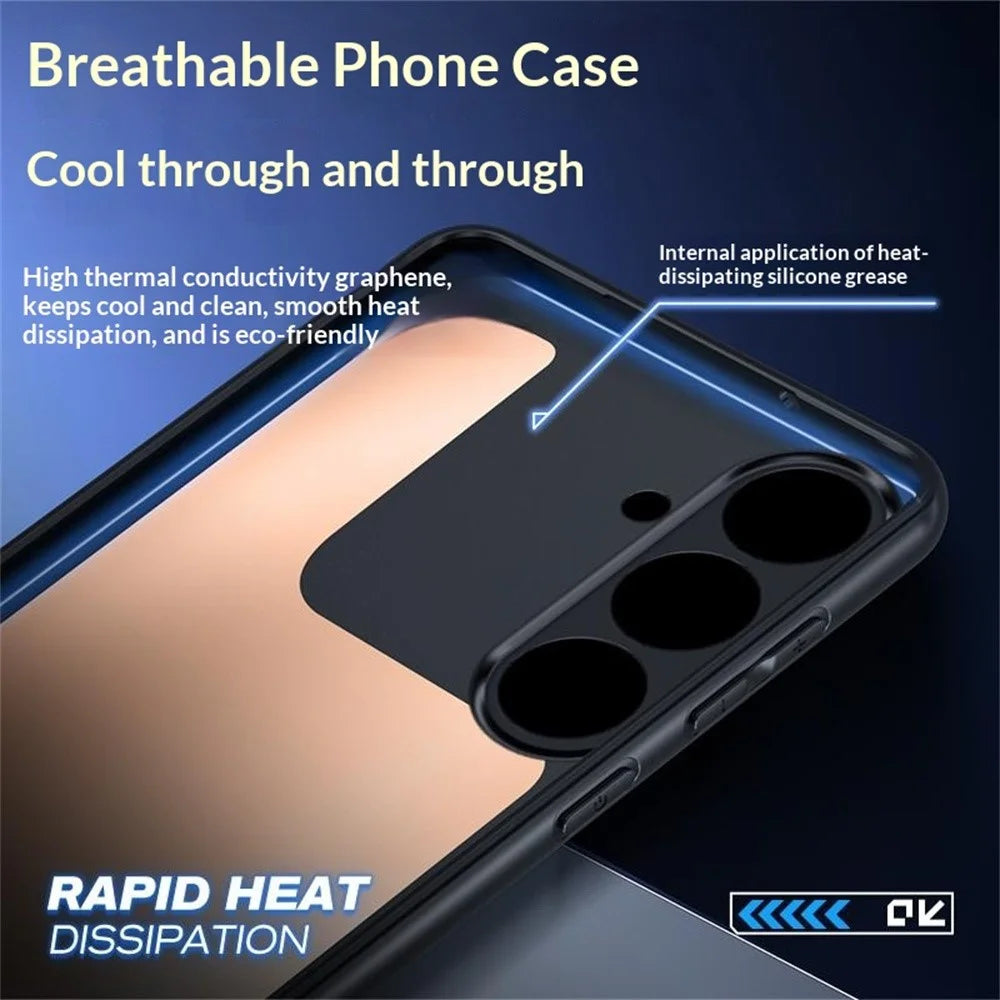 For Samsung Galaxy S24 Case Graphene + Brass Heat Dissipation Silicone PC Phone Cover Support Magnetic Car Mount - 7