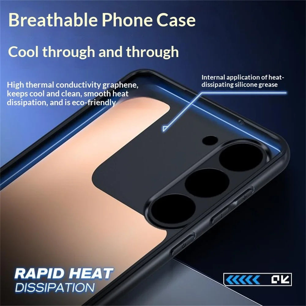 For Samsung Galaxy S23+ Case Graphene + Brass Heat Dissipation Silicone PC Phone Cover Support Magnetic Car Mount - 7