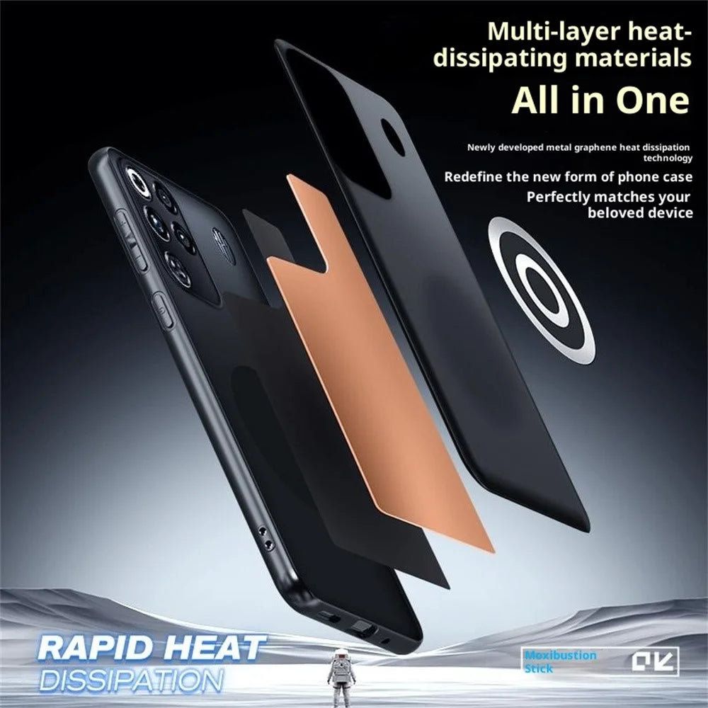 For ZTE nubia RedMagic 11 Pro 5G  /  11 Pro+ 5G Case Graphene + Brass Heat Dissipation Silicone PC Phone Cover Support Magnetic Car Mount - 7