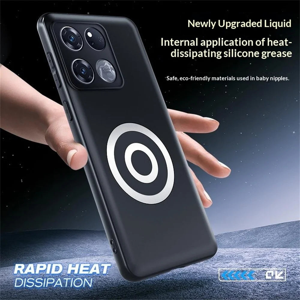 For OnePlus Ace Racing 5G Case Graphene + Brass Heat Dissipation Silicone PC Phone Cover Support Magnetic Car Mount - 4