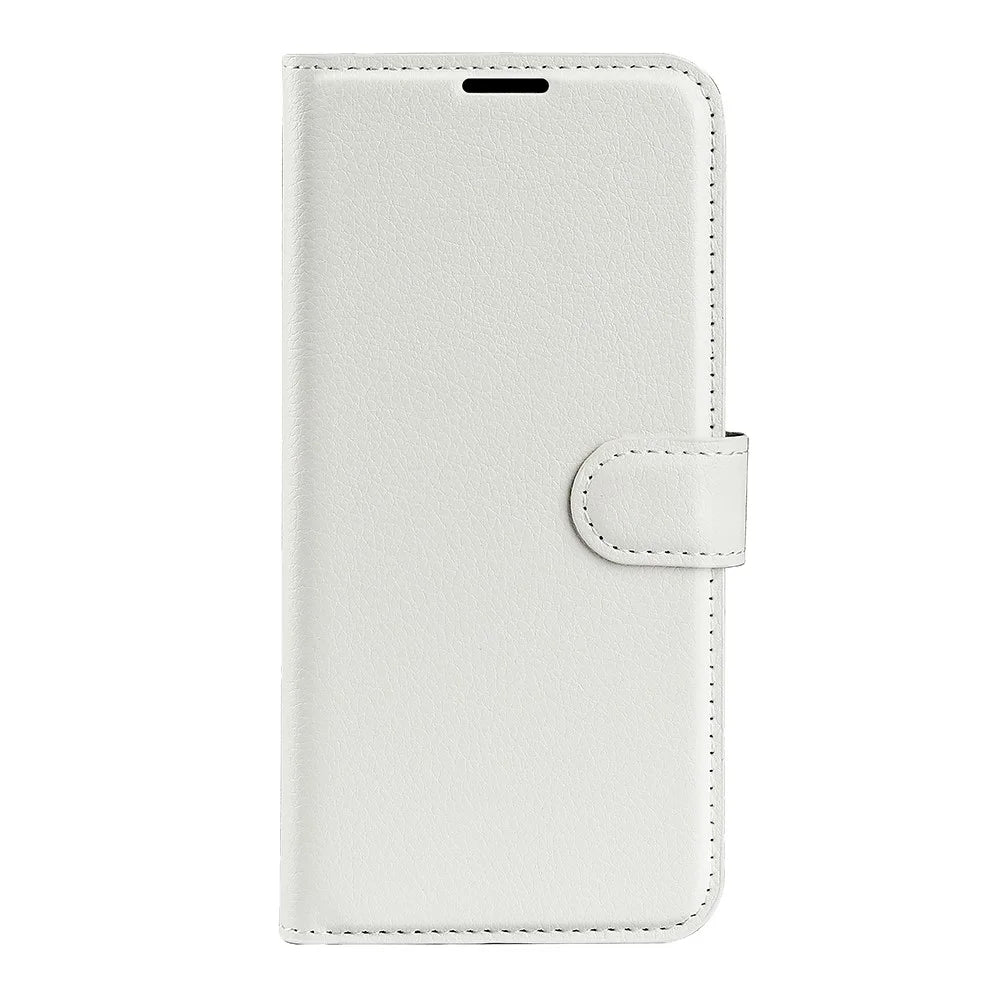 AMORUS For OnePlus 15 5G Wallet Case Litchi Texture Shockproof Leather Flip Stand Phone Cover - White - 6
