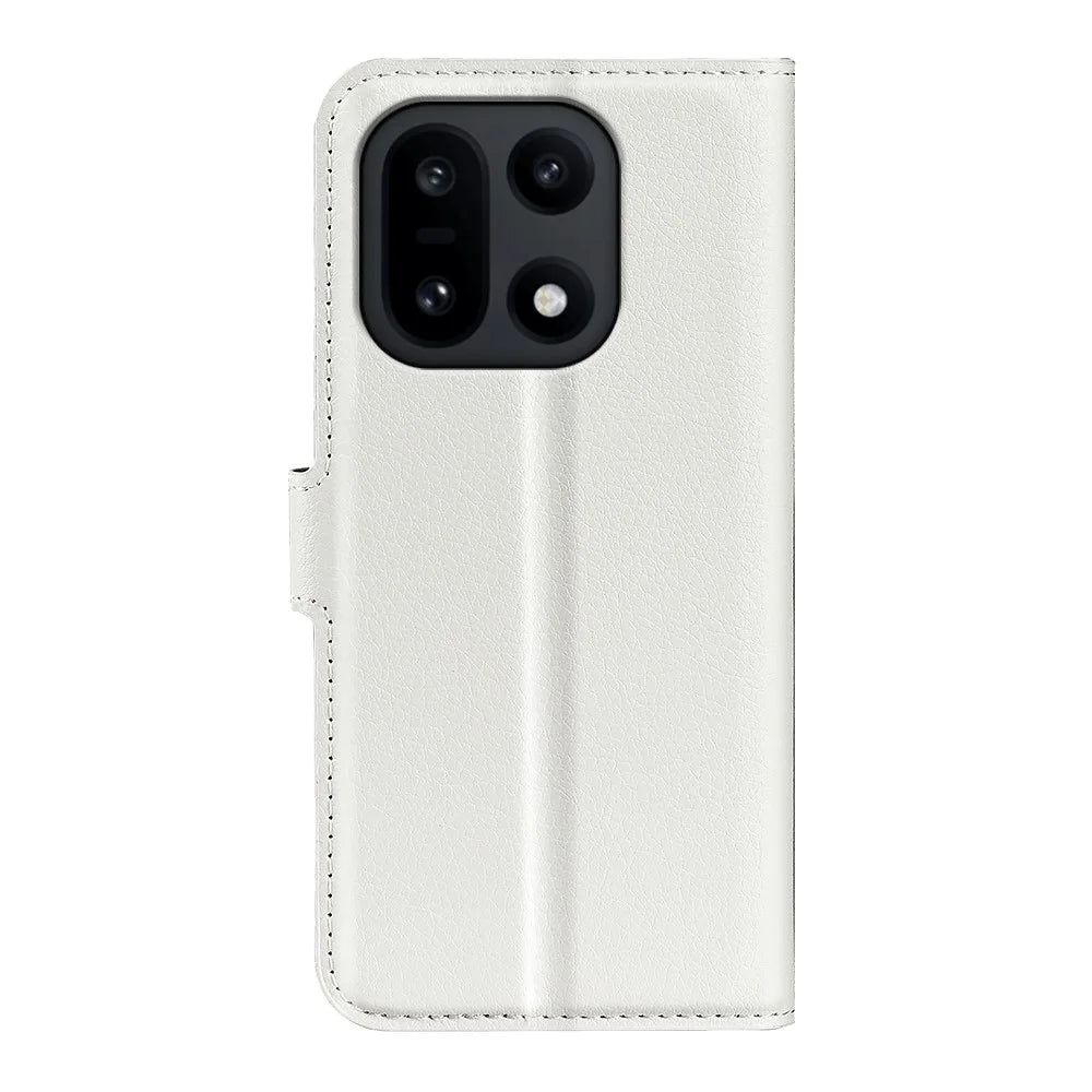 AMORUS For OnePlus 15 5G Wallet Case Litchi Texture Shockproof Leather Flip Stand Phone Cover - White - 7