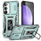 For Samsung Galaxy S25 FE Case Kickstand Slide Lens Lid PC + TPU Drop-Proof Phone Cover - Green - 1