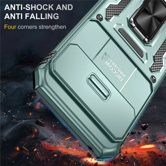 For Google Pixel 11 / 10 Pro / 10 Case Kickstand Slide Lens Lid PC + TPU Drop-Proof Phone Cover - Green - 4