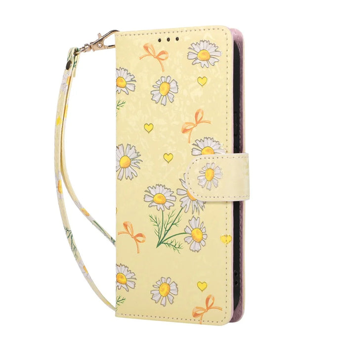 For Google Pixel 9a Case RFID Blocking Flower Leather Phone Cover - Yellow Daisy - 6