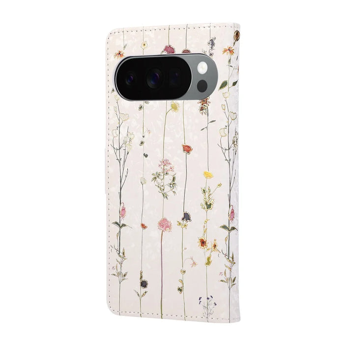 For Google Pixel 10 / 10 Pro / 9 / 9 Pro Case RFID Blocking Flower Leather Phone Cover - Small Flower - 6
