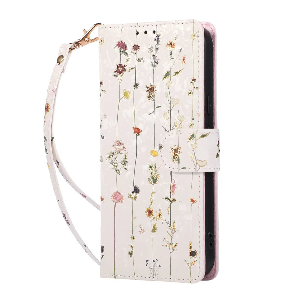 For Google Pixel 10 Pro XL / 9 Pro XL Case RFID Blocking Flower Leather Phone Cover - Small Flower - 5