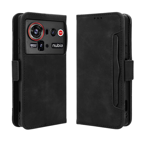 For ZTE nubia Z80 Ultra 5G Leather Case Phone Wallet Cover with Multiple Card Slots - Black - 1
