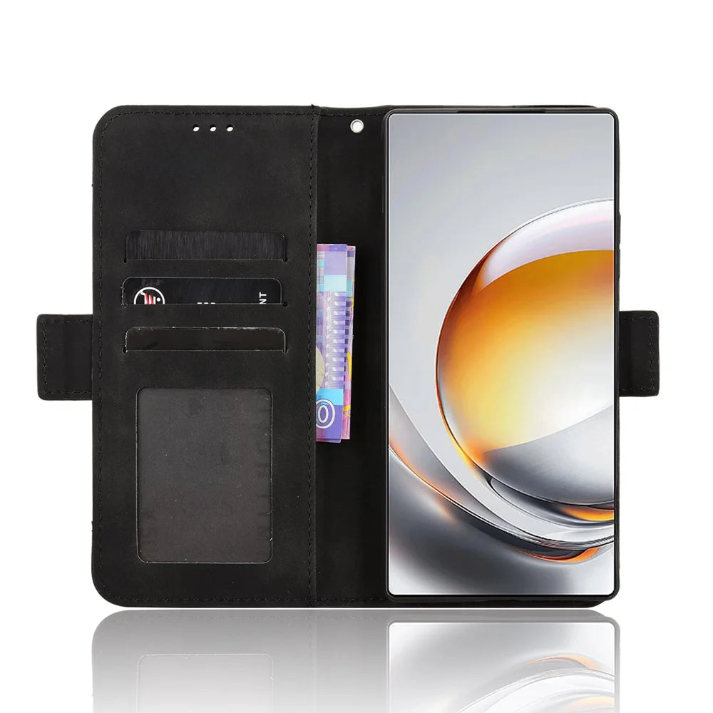 For ZTE nubia Z80 Ultra 5G Leather Case Phone Wallet Cover with Multiple Card Slots - Black - 5