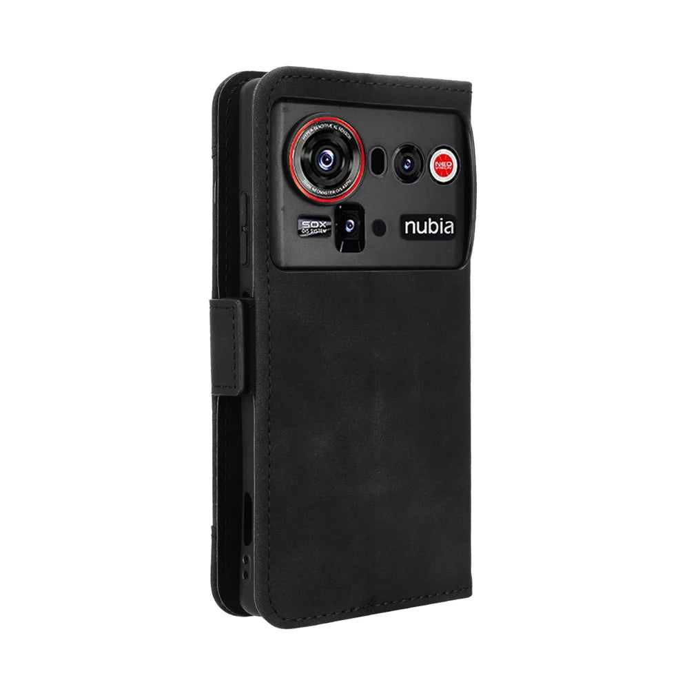 For ZTE nubia Z80 Ultra 5G Leather Case Phone Wallet Cover with Multiple Card Slots - Black - 7