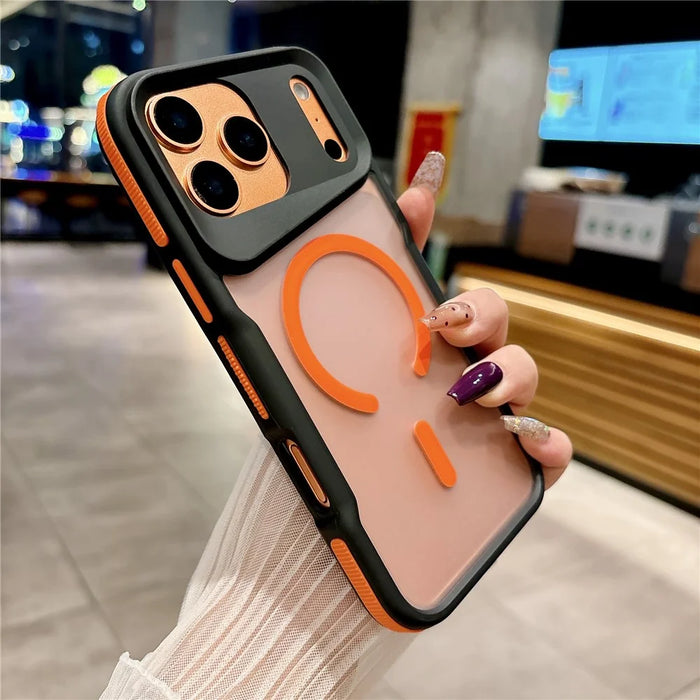 For iPhone 17 Pro Magnetic Case Skin-Touch TPU + PC Shockproof Phone Back Cover - Orange - 2