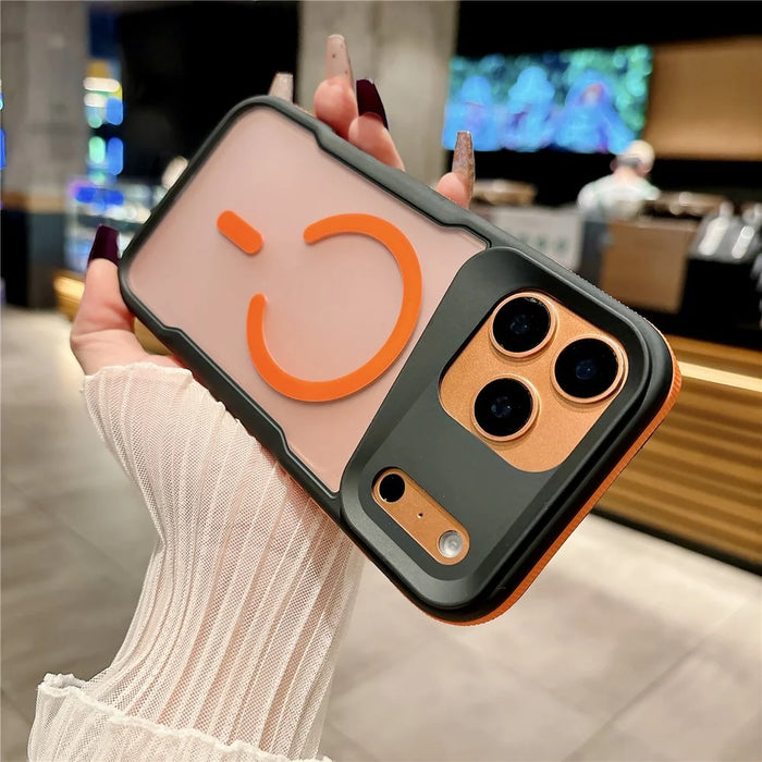 For iPhone 17 Pro Magnetic Case Skin-Touch TPU + PC Shockproof Phone Back Cover - Orange - 3