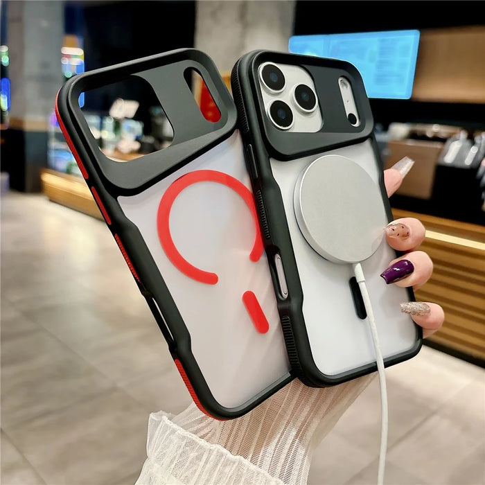 For iPhone 17 Pro Magnetic Case Skin-Touch TPU + PC Shockproof Phone Back Cover - Orange - 5